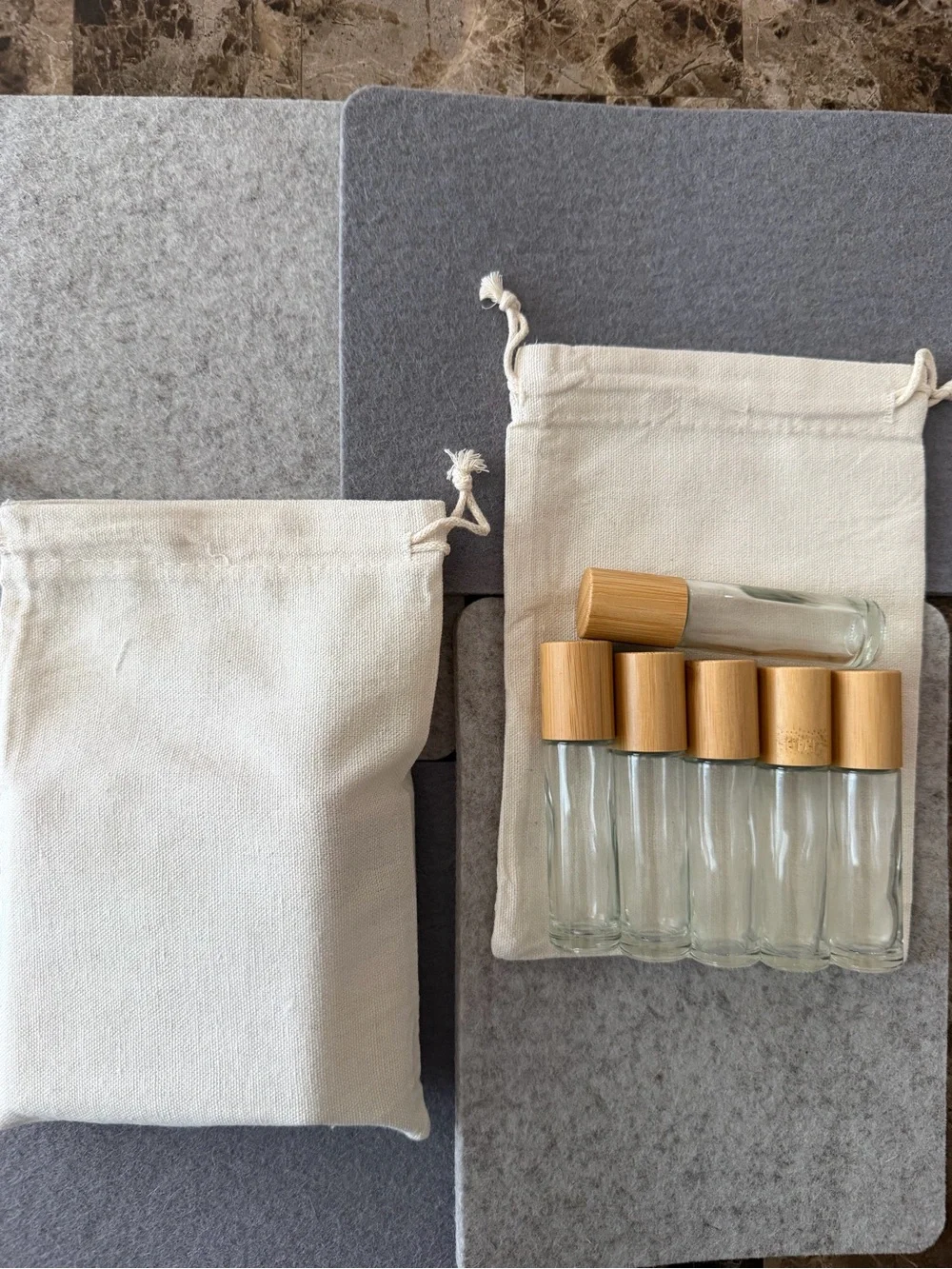 Glass Travel Bottles with Bamboo Caps - Set of 12